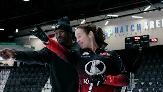 Joanne Courtney Introduces Olympian Neville Wright to Curling  Coop Canadian Open [upl. by Metcalf67]