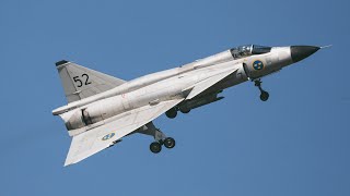 🇸🇪 SAAB JA 37 Viggen Going backwards  Reverse Thrust and take off 4K [upl. by Ayhtnic]