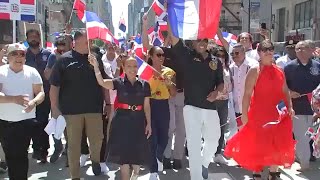 2024 National Dominican Day Parade kicks off in Manhattan [upl. by Neenahs]