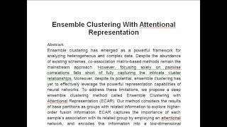 Ensemble Clustering With Attentional Representation [upl. by Dnalhsa539]