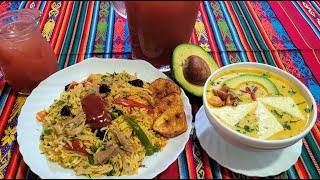 ALMUERZO Ecuatoriano🇪🇨 completo Locro DE PAPA ARROZ CON POLLO JUGO DE FRESAS [upl. by Eliath]