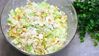 Einfacher und leckerer Salat mit Eisbergsalat Äpfel Ananas Mais Dosen Sellerie Schmand Dressing [upl. by Rogovy]