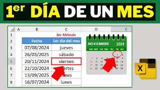 📆Cómo OBTENER el PRIMER DÍA del mes de una FECHA en Excel 3 métodos fáciles [upl. by Waller440]