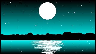 How to Draw Scenery of Moonlight Night by MS Paint Beautifull Scenery Drawing [upl. by Domash]