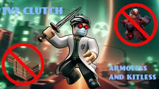 Armorless  Kitless duels 1v2 Clutch Roblox Bedwars [upl. by Pentheas]