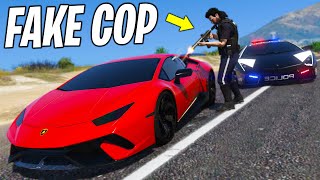 Stealing Cars as Fake Cop in GTA 5 RP [upl. by Ihcalam]