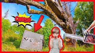 CRUSHING OPEN SECRET ABANDONED SAFE with GiANT TREE [upl. by Yrtsed987]