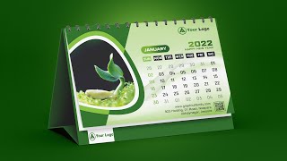 How to Design Desk Calendar 2022 In Adobe Photoshop CC [upl. by Narba324]