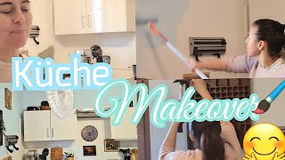 DIY Küche Makeover🖌Low Budget💰Küche neu streichen 💜❤️ [upl. by Aileduab]