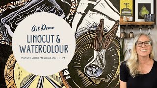 Linocut Watercolour Demo [upl. by Pinto]