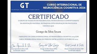 Certificados do Curso de Neurociência Cognitiva 2024 [upl. by Venetia]