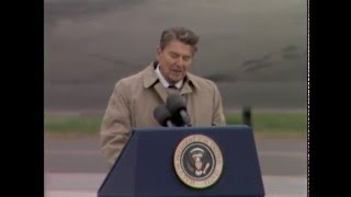 President Reagans Arrival remarks and Departure at Bitburg Air Base in West Germany May 5 1985 [upl. by Bertila]