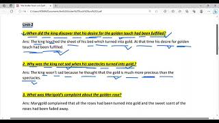 11th class English book 1 chapter the golden touch unit2 question answer discussion [upl. by Neumann]