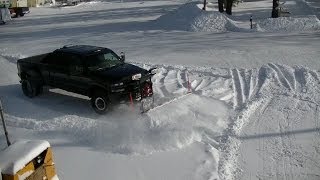 Snow Plowing 02 Chevy Silverado Dually Western Pro Plow Custom Wings [upl. by Anoval25]