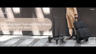 Relavel Folding Hand Truck Lightweight Dolly Cart with 2 Big Wheels [upl. by Nirihs]