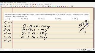 CesgranrioRJ O inseticida Parathion tem a seguinte fórmula molecular C10H14O5NSP Escolha a [upl. by Harrad858]