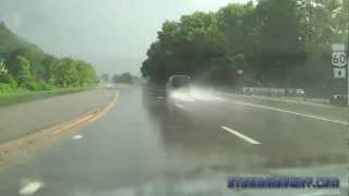 HD dashcam hydroplaning and bumping the center divider [upl. by Mikey]