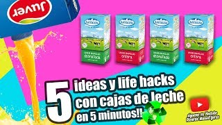 MANUALIDADES RECICLAJE5 IDEAS Y LIFE HACKS CON CAJAS DE LECHE [upl. by Carlisle610]