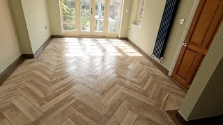 Herringbone pattern tiles installation [upl. by Margit]