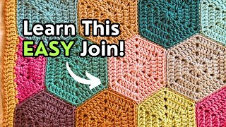 How To Join Crochet Hexagons Into a Blanket For BEGINNERS [upl. by Raclima]