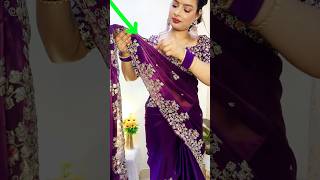 Pallu Pin Tips 💜 beautynstyle saree sareedraping [upl. by Ludba]