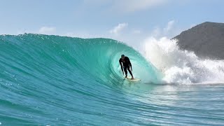 SURFING THE LARGEST SAND ISLAND IN THE WORLD BARRELS JETSKIS AND SHARKS [upl. by Snider719]