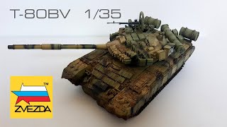 T80BV Chechen War FULL BUILD VIDEO Zvezda 135 Scale Model Tank Т80БВ Чеченская война Звезда [upl. by Nannerb]