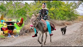 Village Lifestyle Iran  Amazing Donkey Riding by Village Girl [upl. by Imaj]