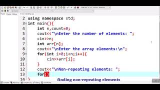 How to find nonrepeating elements in an array in C [upl. by Aitnis]