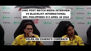 Onic Post Match Interview vs Blacklist Intl  MPL Philippines S13 April 28 2024 [upl. by Neleh563]