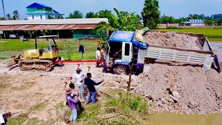 incredible Dump Truck Overturned Because Landslide Into Pond Rescue by Bulldozer 20P [upl. by Bree]