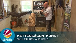 Kettensägenkünstler erstellt Skulpturen aus Holz [upl. by Etz]