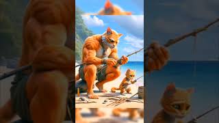 🐱Hero Muscle Cat Fights Shark to save Kitten🦈💥｜Animation [upl. by Akirej]