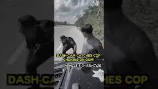 Police car dashcam captures footage of cop choking on gum while arresting criminal [upl. by So]