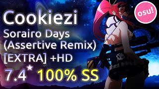 Cookiezi  Sorairo Days Assertive Remix EXTRA  HD SS 74★  Live Spectate [upl. by Yzzik]