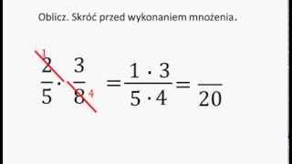 Mnożenie ułamków  skracanie  przykład [upl. by Ainattirb]