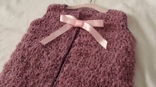 VERY EASY cute crochet sweater vest  gilet  jacket tutorial  any size [upl. by Alleroif]