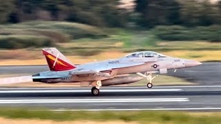 AFTER BURNER 2 US Navy Boeing EA18G Growlers VAQ129 VAQ141 Departing NAS Whidbey island [upl. by Acisse]