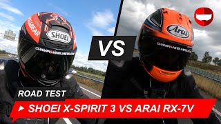 Shoei X Spirit 3 vs Arai RX7V Road Test  ChampionHelmetscom [upl. by Hegyera38]