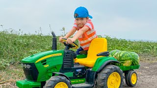 Damian and Darius with Tractors in mud  Kids Adventure video collection [upl. by Suiradel]