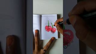 Drawing CHERRY🍒 with Color pencil  step by step realistic cherry painting drawing shorts art [upl. by Karissa195]