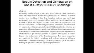 Nodule Detection and Generation on Chest X Rays NODE21 Challenge [upl. by Sinnylg]