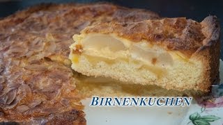 Birnenkuchen mit Mandeln Sahne und Pudding [upl. by Gemperle501]