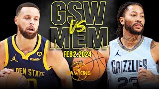 Golden State Warriors vs Memphis Grizzlies Full Game Highlights  February 2 2024  FreeDawkins [upl. by Inna]