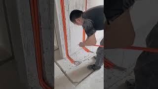 Installation of wiring conduit in rough room [upl. by Mccallum]