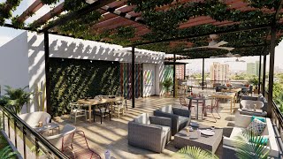 Rooftop Lounge Restaurant  Interior Design [upl. by Eladnek]