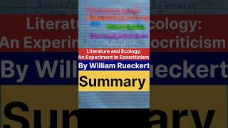 Literature and EcologyAn Experiment in Ecocriticism by William Rueckert Summaryviralugcnetnotes [upl. by Yajiv]