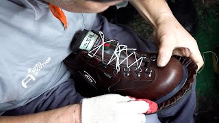 The process of making handmade hiking boots in Koreas oldest shoe factory [upl. by Ramraj]