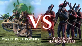 WARHAMMER III Total War  Warpfire Throwers VS Sylvanian Handgunners [upl. by Anol716]