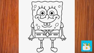 How to draw SpongeBob SquarePants Easy black and white SpongeBob drawing SpongeBob sketch drawing [upl. by Tavish342]